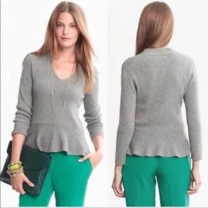 Banana Republic Gray Cashmere blend Peplum Sweater